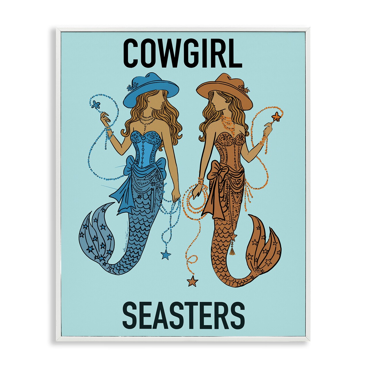 Stupell Industries Cowgirl Seasters Mermaid Friendship Framed Giclee, design by Amelia Noyes
